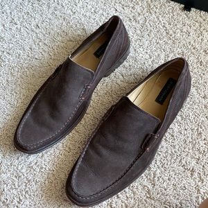 Dark brown suede loafers